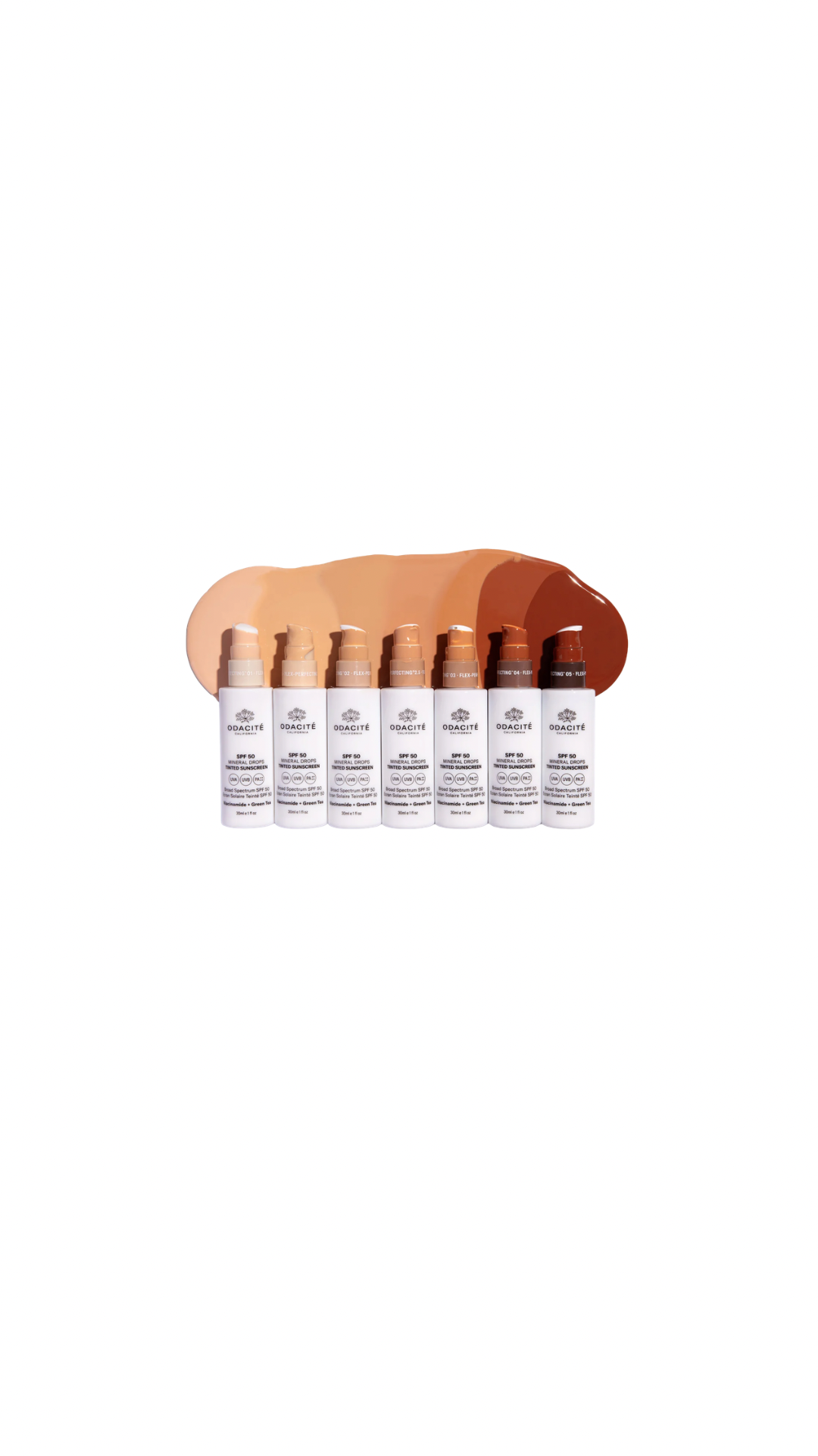 SPF 50 Tinted Mineral Drops
Flex-Perfecting® Sunscreen
Niacinamide + Green Tea